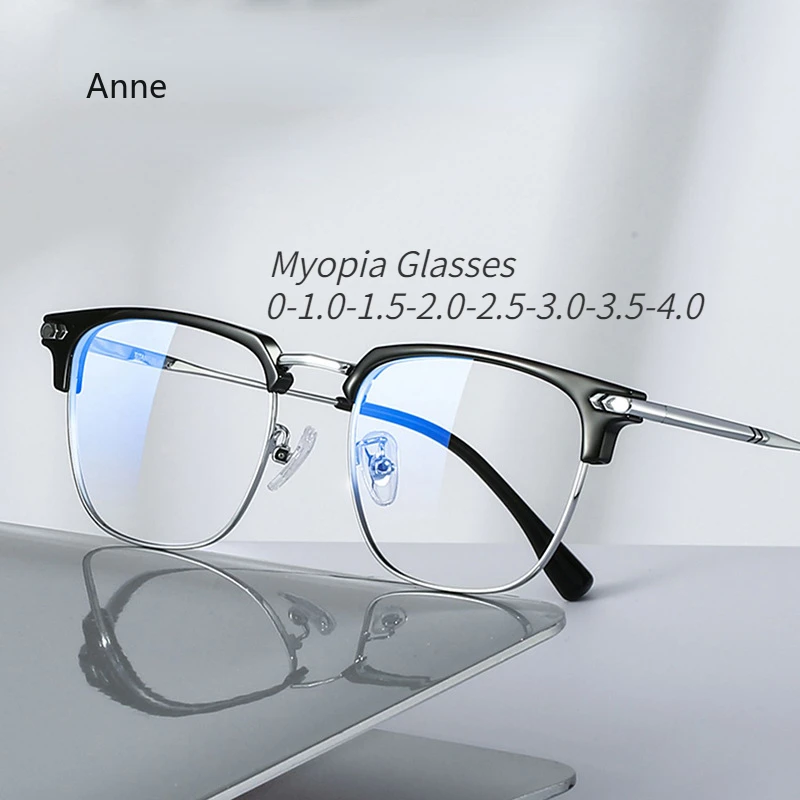 Radiation Resistant Near Sight Eyewear Luxury Square Frame Myopia Glasses Office Women Men Anti-blue Light Short Sight Glasses