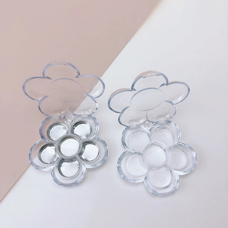 【6 Spaces Empty Eye Shadow Case Makeup Palette Box Plastic Skylight Clear Lid Aluminum Pan Round Creamy Concealer Container】