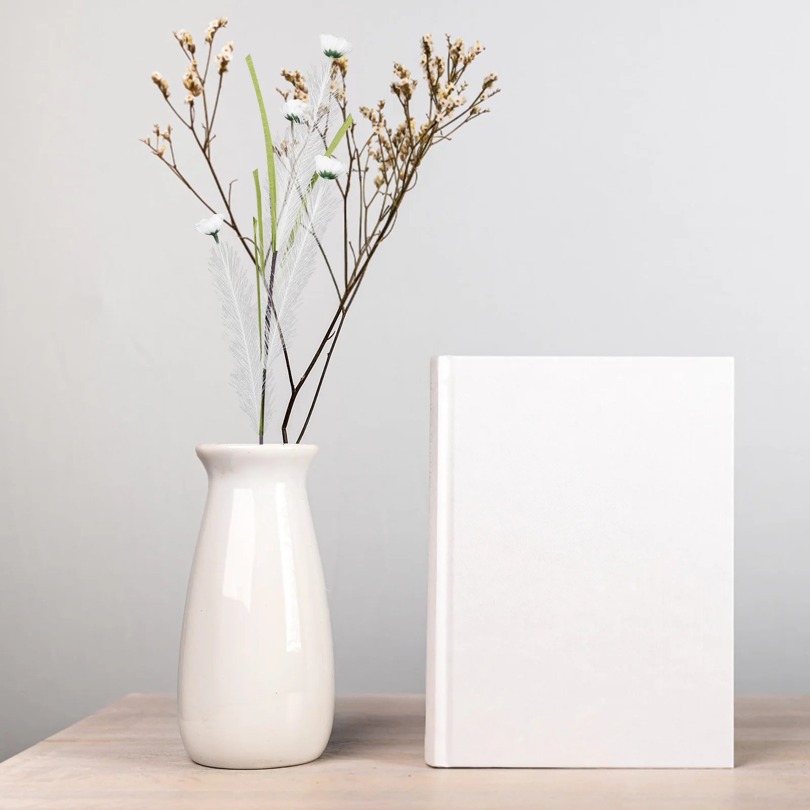 

5pcs Artificial Reed Flowers: Lifelike Tall Faux Flower Stems For Vase White Spring Floral Branches Indoor Decor, Farmhouse