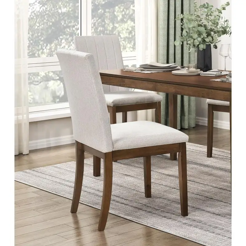 Set da pranzo contemporaneo da 5 pezzi con finitura marrone e 4 sedie imbottite, mobili da cucina in legno per sala da pranzo