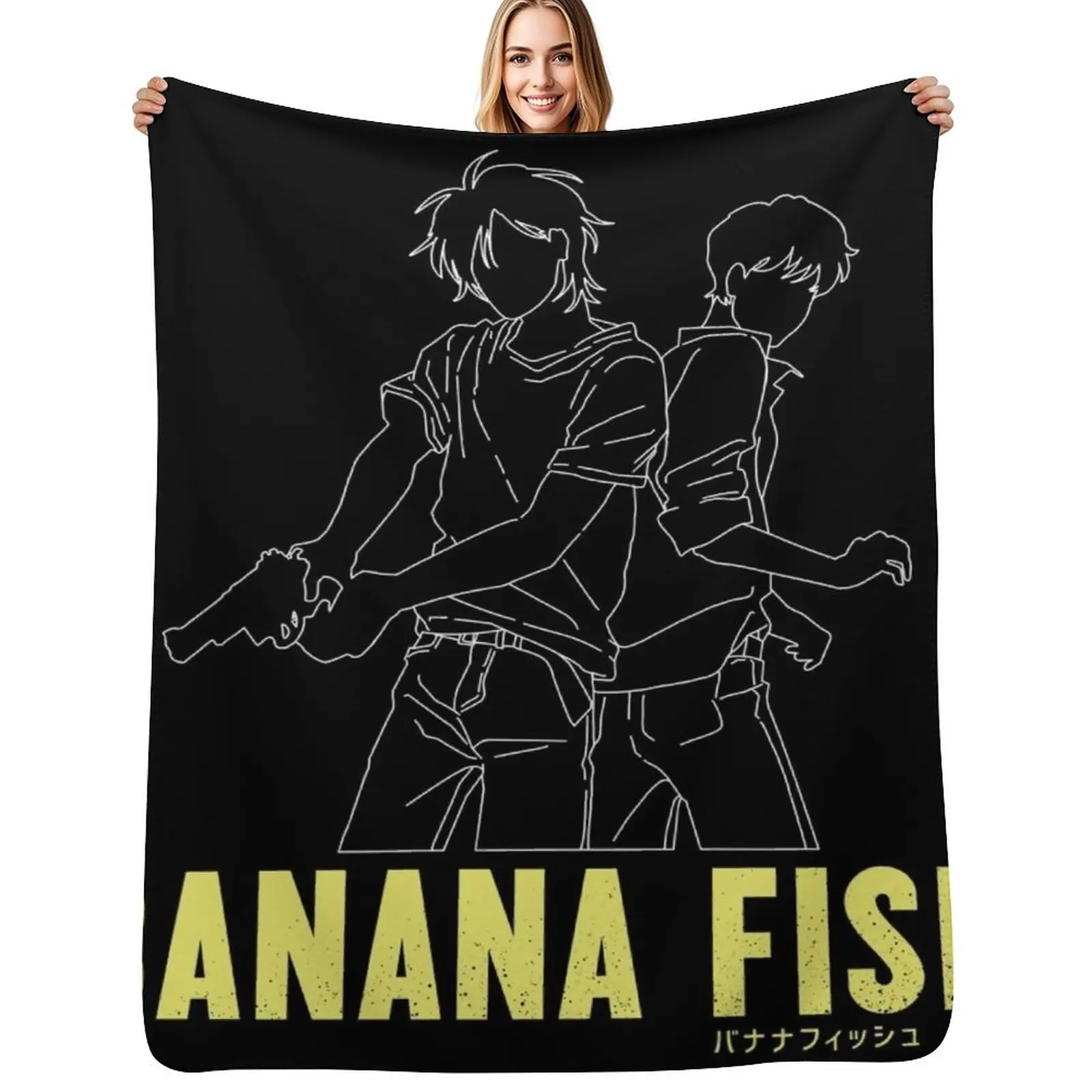 Banana Fish - Ash & Eiji Silhouette Throw Blanket Soft Home Decor Blanket for Couch Bedroom