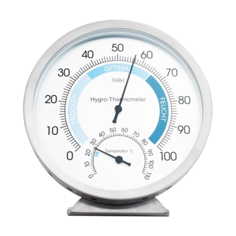 Stainless Steel High Precision Thermometer 0~100℃/0~110%RH Thermometer Hygrometer No Battery Required Temperature Humidity Gauge