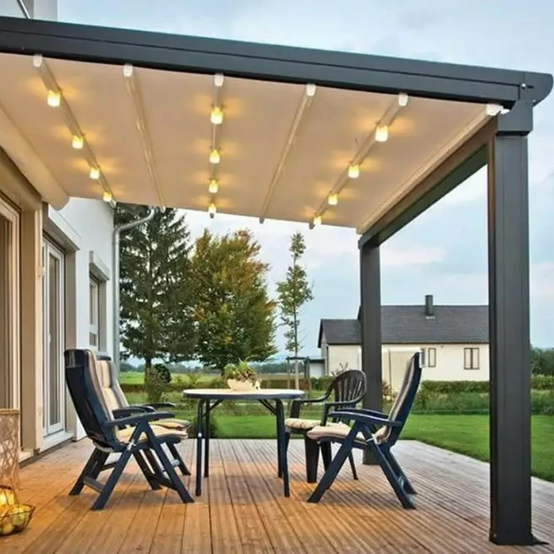 Factory Direct 2026 Sliding Folding Roof Cantilever, Metal Pergola Arbor Large, Gazebo Manual Electric Aluminum,