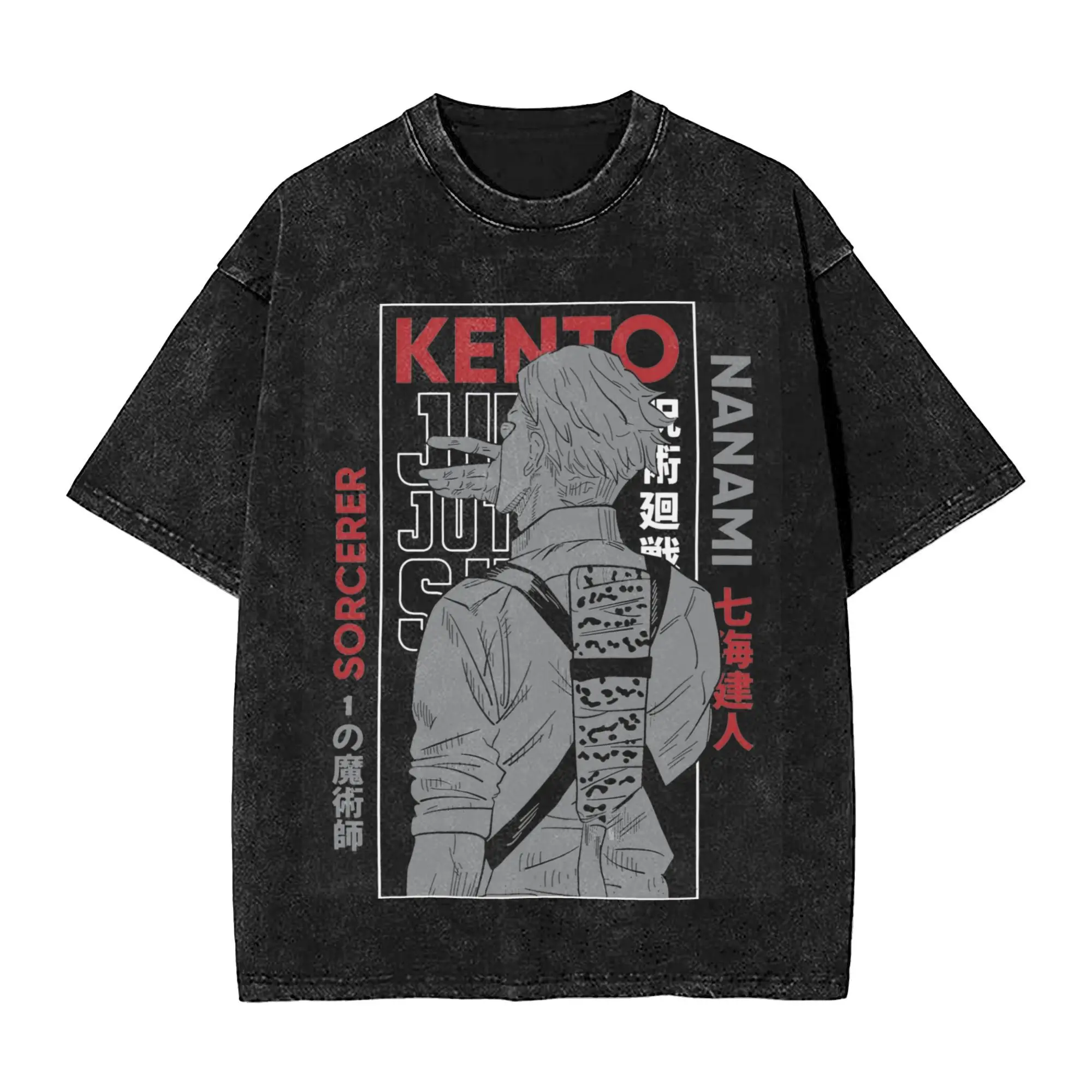 Nanami Kento Jujutsu Kaisen T Shirts Hip Hop Washed 100% Cotton High Street T-Shirts for Men Women Tops Streetwear Summer Tees