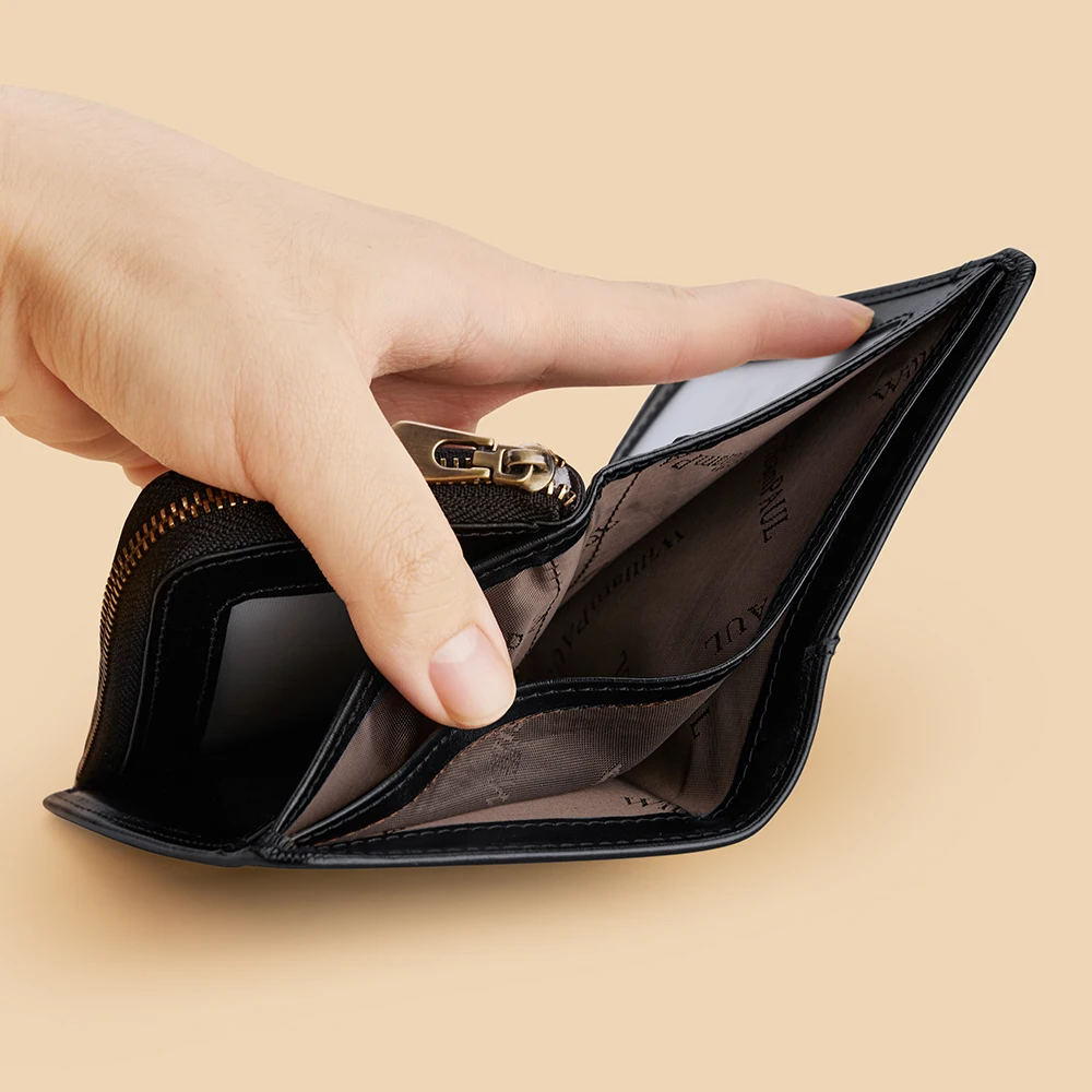 Leather men's wallet, fashionable multifunctional coin money bag, retro casual card bag