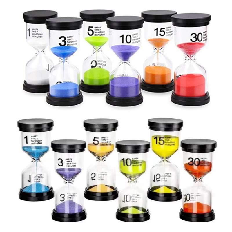 

6Pcs/Set 1/3/5/10/15/30Minutes Hourglass timer Sand Sand Clock Desktop Ornaments Children Kid Gift Home Decorations