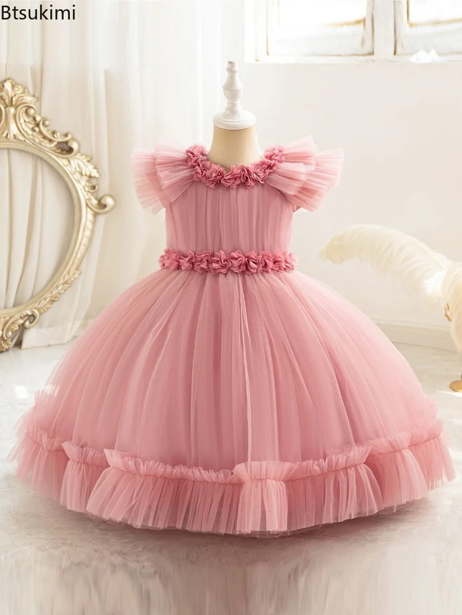 Summer High-end Princess Dresses Birthday Party Performance Dress 1-3 Year Princess Dress Flower Girl Dresses for Weddings Skirt