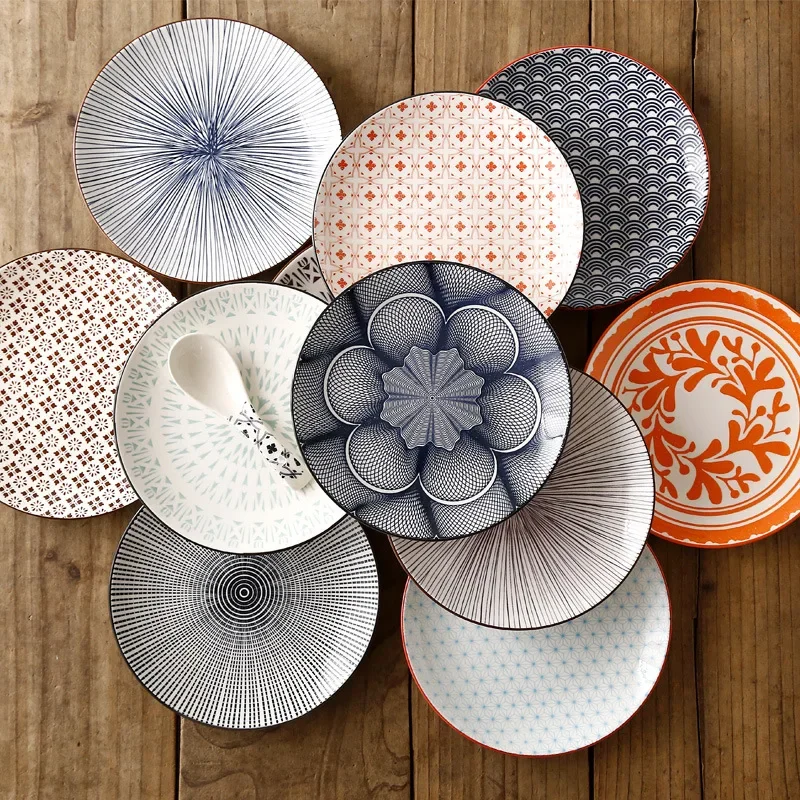 8-inch Nordic Creative Modern Simple Underglaze Color Ceramic Tableware Household Western-style Meal Snack Flat Plate