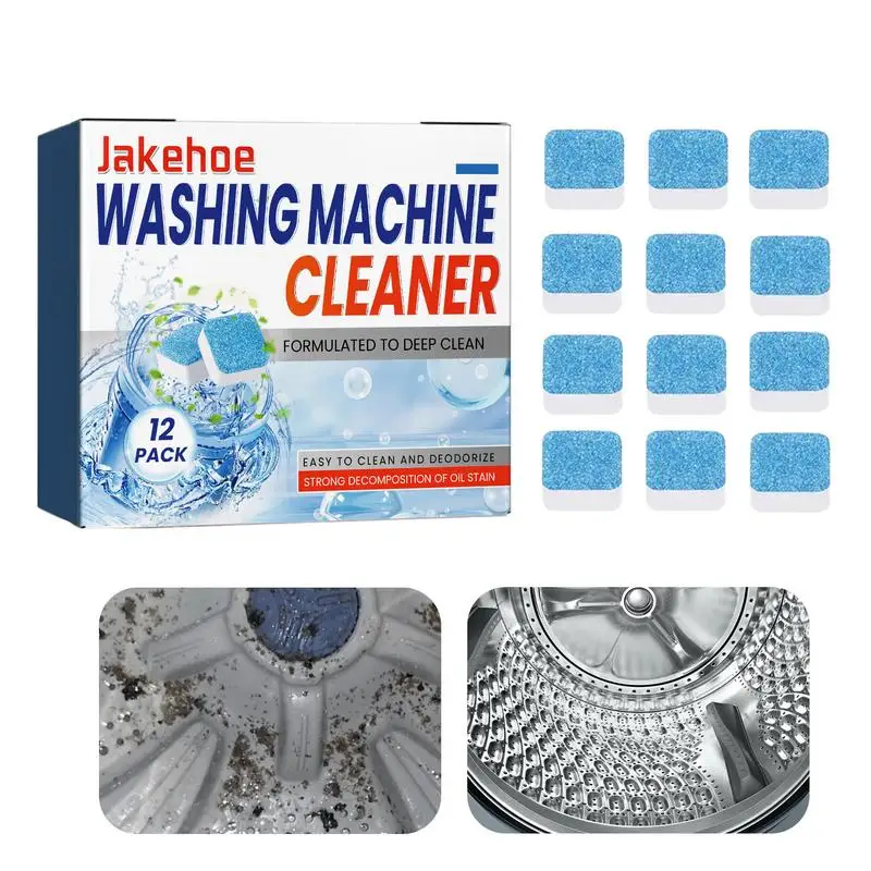 

Washer Deep Cleaning Tablet Washing Machine Cleaner 12pcs Effervescent Tablets Remove Stains Detergent Cleaning supplies