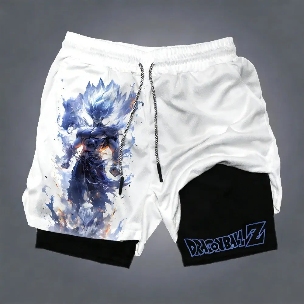 Y2k Dragon Ball Goku Anime Men's Gym Shorts Summer Streetwear Sports Pants Breathable Mesh Double-layer 2 in 1 Shorts Sportswear view 5