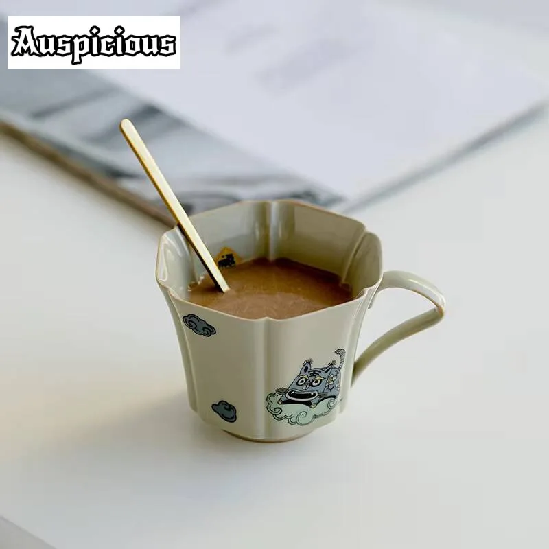 190mol Honey Glaze Tiger Art Ceramic Tea Cup Breakfast Cup Japanese Coffee Cup Household Supplies Tea Bowl Single Master Cup Mug