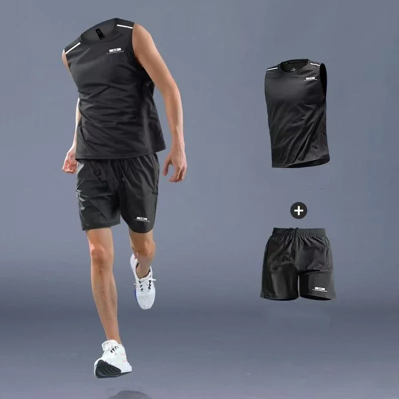 

Sportswear and casual set, made of ice silk, comfortable fit, cool and breathable, highly elastic and quick-drying