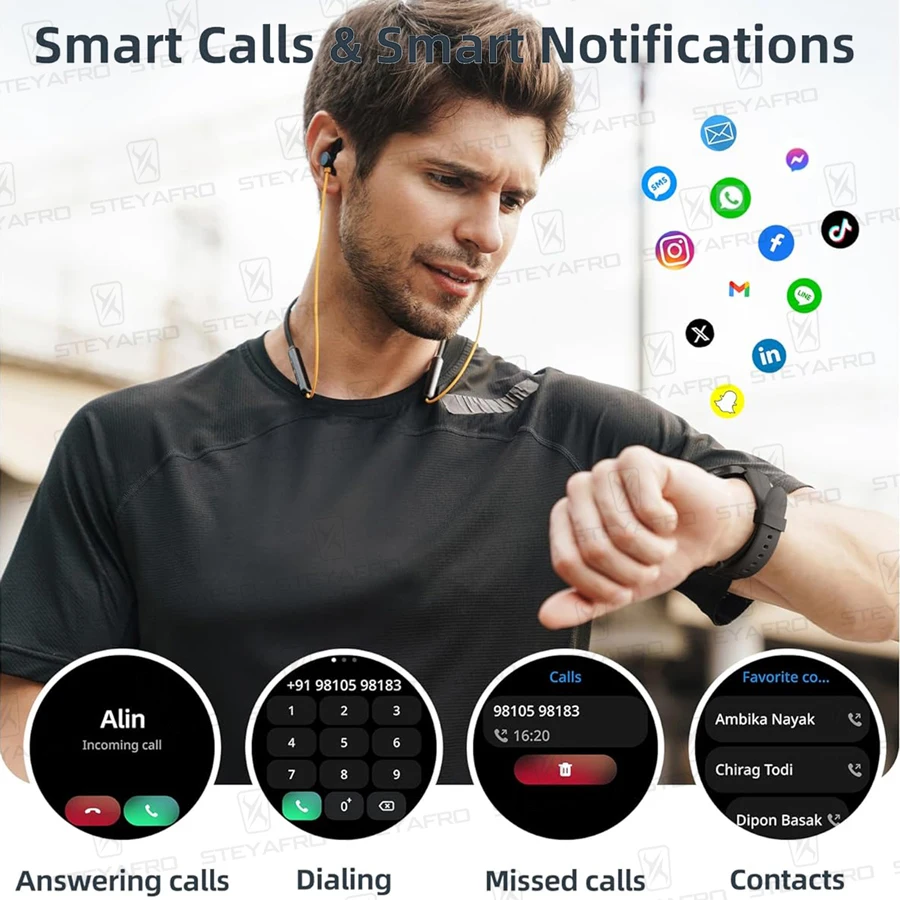 Smart Watch for Men Women Built-in GPS Fitness Watch with BT Calls 100+ Sport Modes IP68 Waterproof Smartwatch for Android iOS