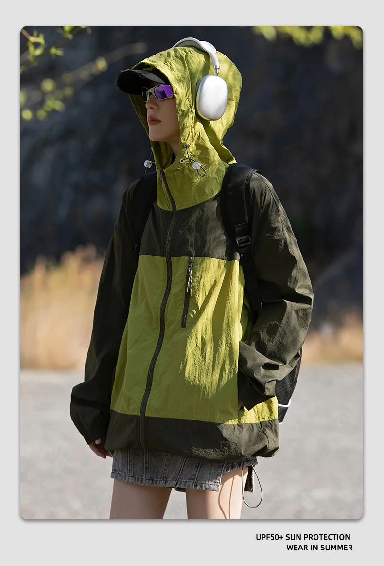 New Outdoor Loose Casual Multi Pocket Zipper Workwear Hooded Hardshell Jacket Mountain Wear Windbreaker Cargo Coat