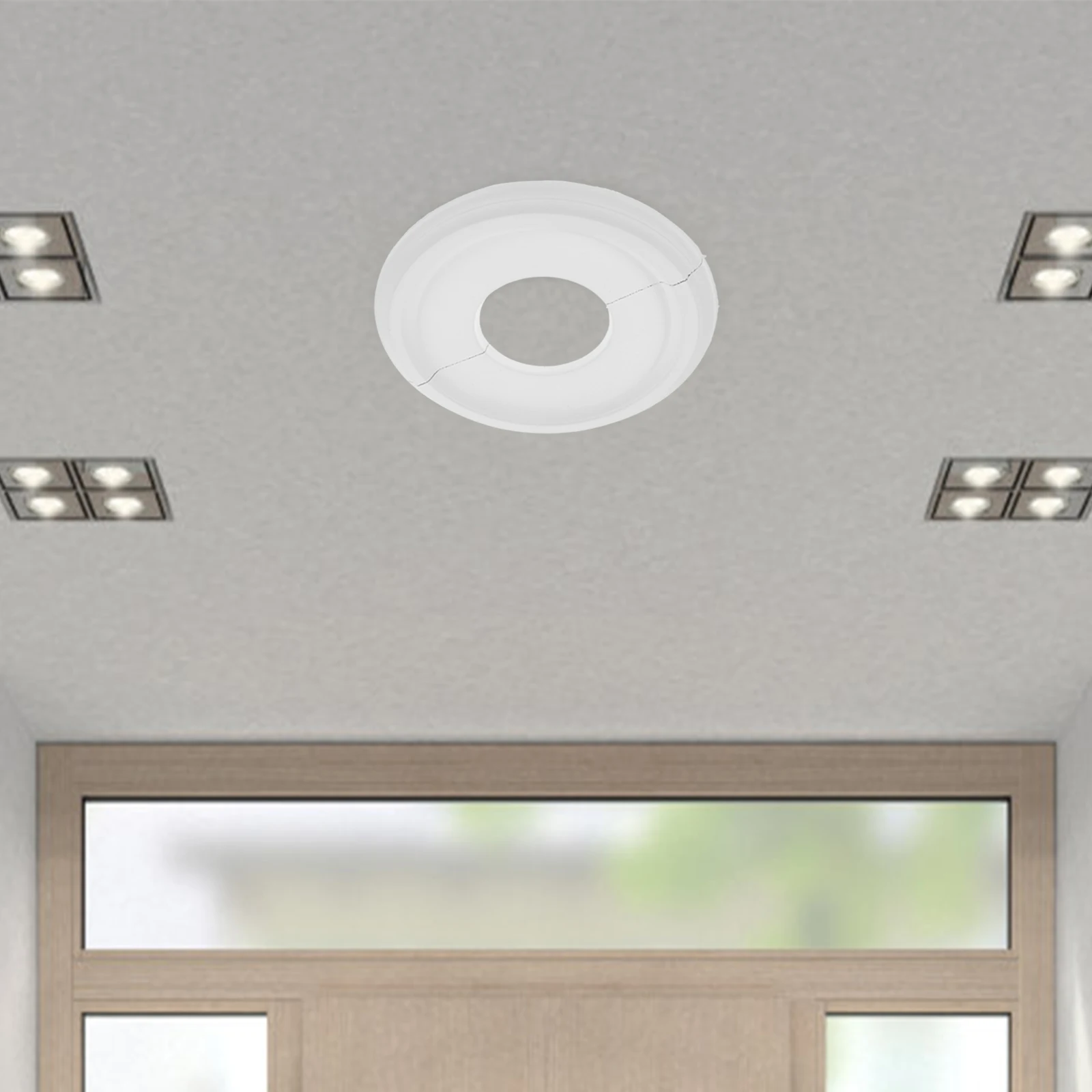 

Ceiling Decorative Cover 9 84x3 8in White Chandelier Plate Light Medallion Fan Canopy Split Design Easy Clean PU