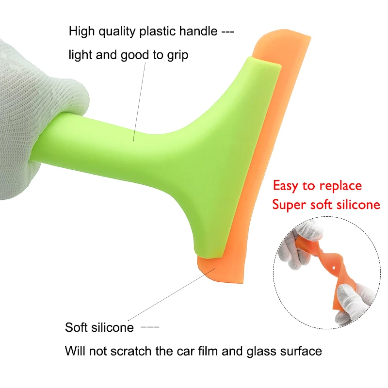 Super Flexible Silicone Squeegee Car Cleaning Auto Water Blade Shower Squeegee for Windshield Window Mirror Glass Water Wiper