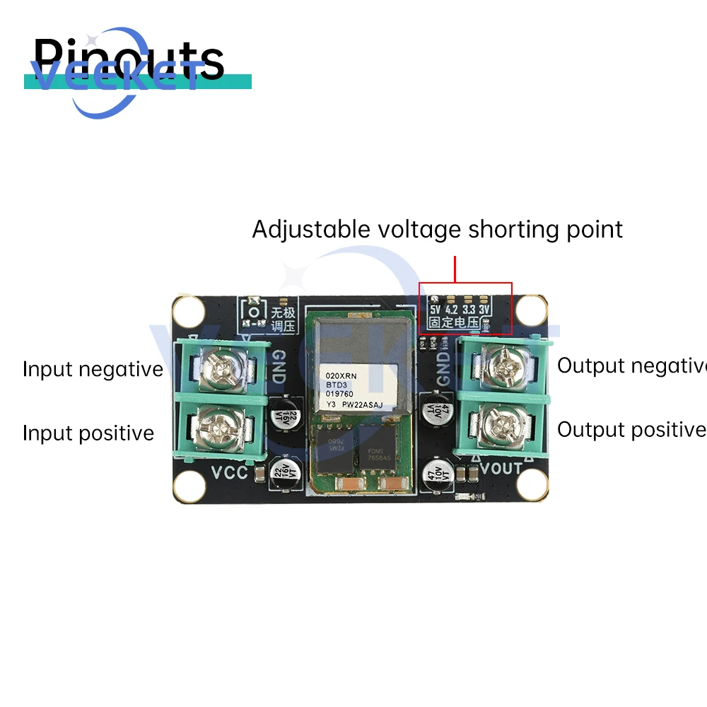 20A DC Step-Down Module Hoog vermogen 9-14V naar 1,2-5,6V Verstelbare spanningsregelaar Industriële kwaliteit Compact Buck Converter