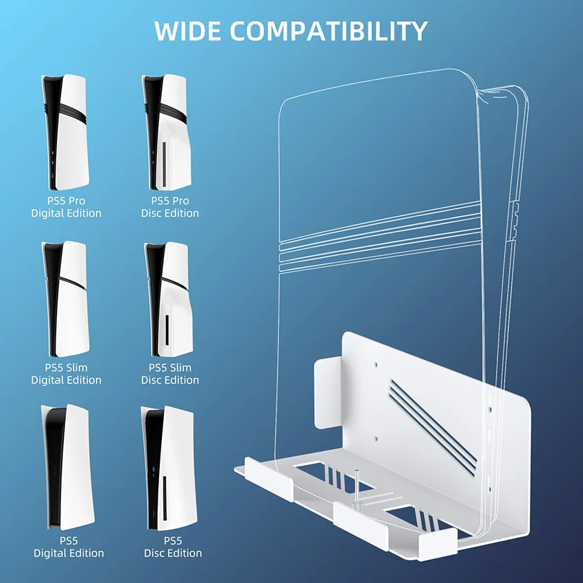 For P5/P5 Slim/P5 Pro Black/White Host Wall Mount Bracket Storage Rack Accessories