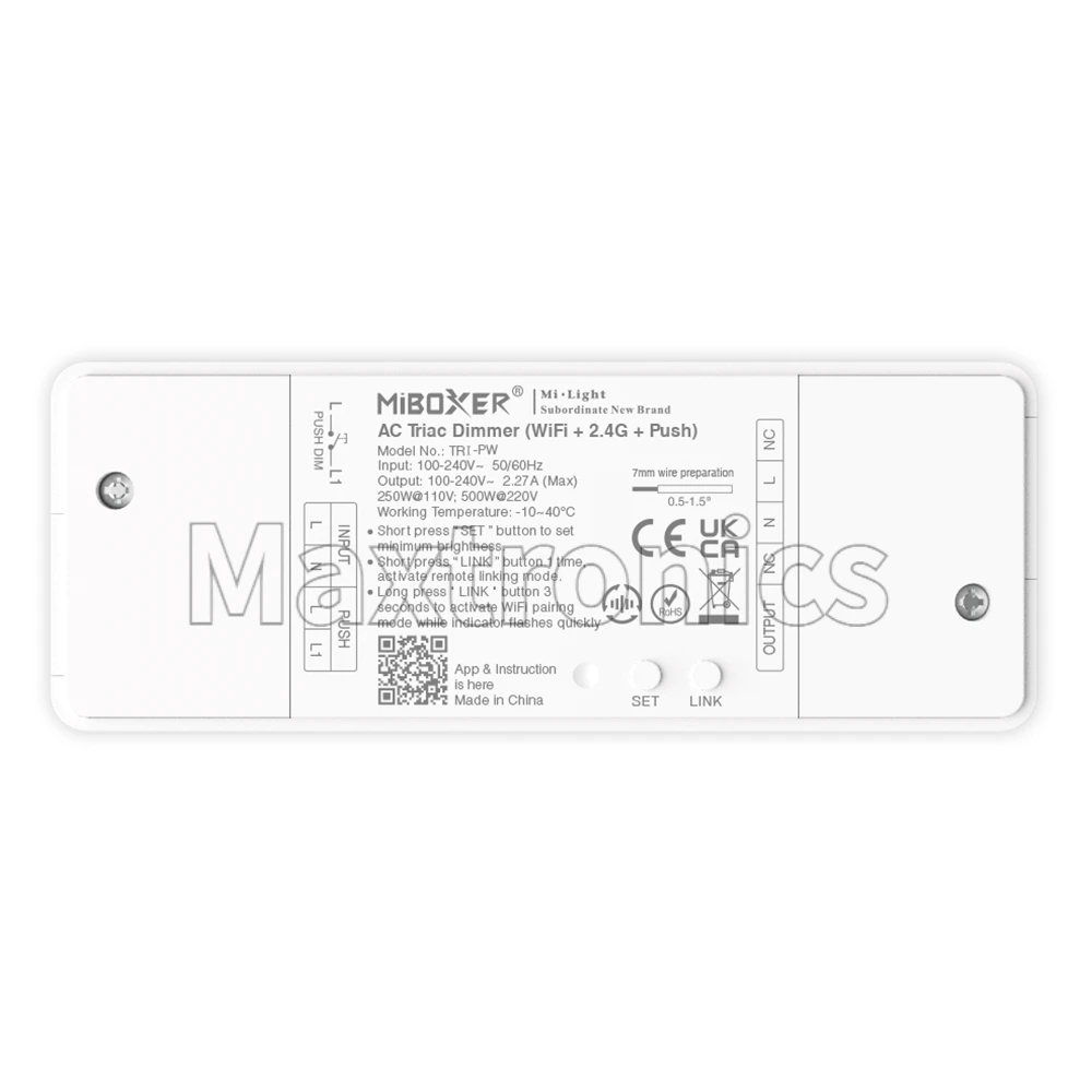 MiBoxer AC Triac Dimmer 500W TRI-C1WR/TRI-PW (WiFi+2.4G+Push) TRI-PR (2.4 جيجا هرتز) AC100-240V سطوع 30 متر قابل للتعديل Home Alexa #4