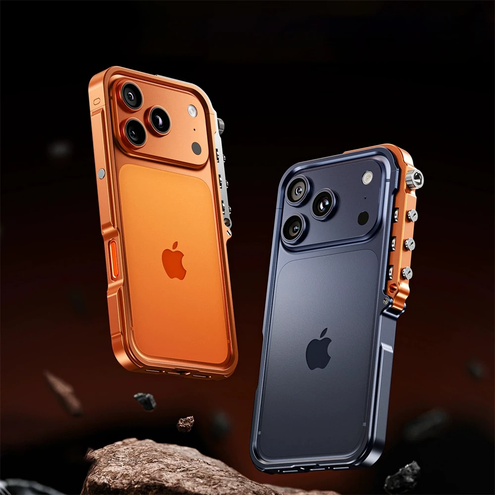 

Metal Frame Case For iPhone 17 16 15 Pro Max Mechanical Aluminum Alloy Shockproof Protection Shell for Iphone 17pro Bumper Cover