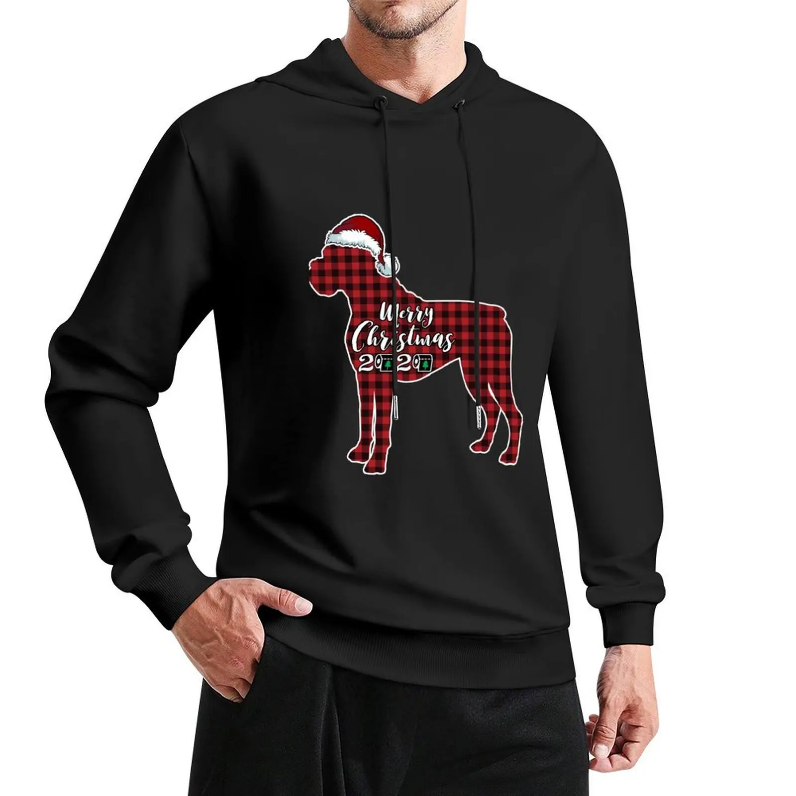 

Funny Boxer Dog Christmas 2020 T-Shirt Dog Lover Christmas Red Plaid Pullover Hoodie men's sweat-shirt autumn hoodie men
