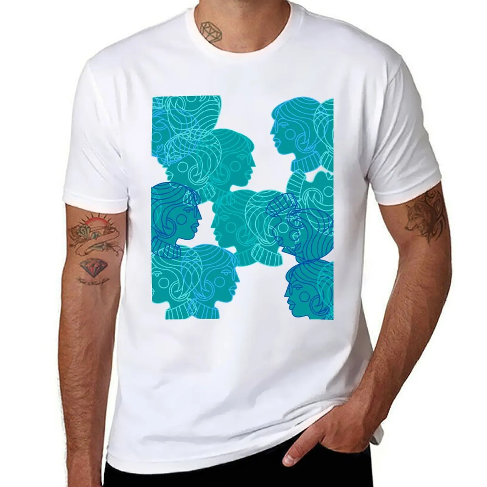 

Kindness Girl Power Minimalist Art Pattern- Teal Blue- Cool T-Shirt cotton t shirts man 100% man t shirt designer T-Shirt