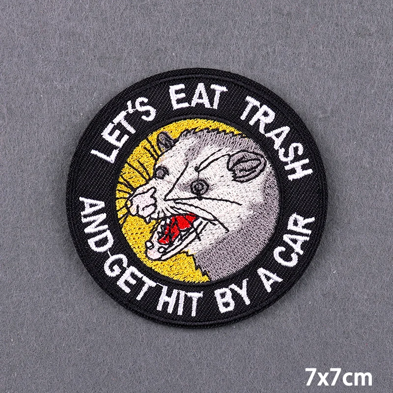 Don\'t Touch My Garbage Patch Opossum Iron On Patch Pop Culture Embroidery Patches For Clothes Funny Badges DIY Applique