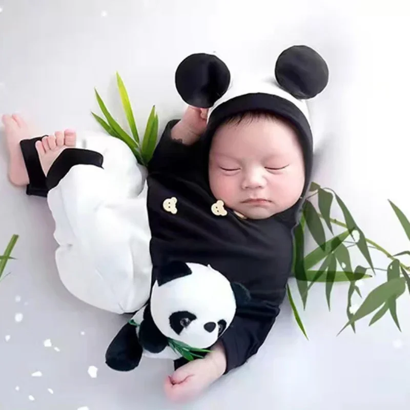 Baby Photography Panda Clothing Set Neonatal Photography Cartoon Clothing Theme Baby Full Moon Photo Prop تذكارات للرضع