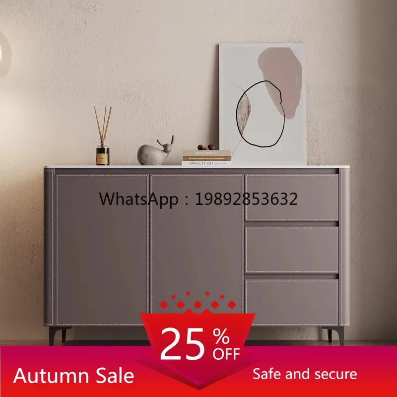 

LYY Italian Minimalist Sideboard Saddle Leather Small Apartment Modern Simple Home Wall-Mounted