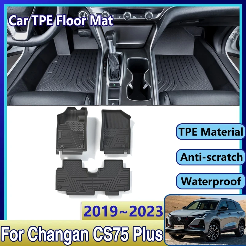 

For Changan CS75 Plus II 2019~2023 2022 2021 Car TPE Floor Mats Dirt-resistant Mud Carpet Foot Pads Full Set Tappeto Accessories