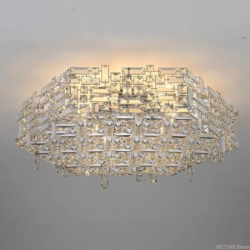 

New minimalist and luxurious crystal ceiling light, personalized hexagonal high-end lamp for living room