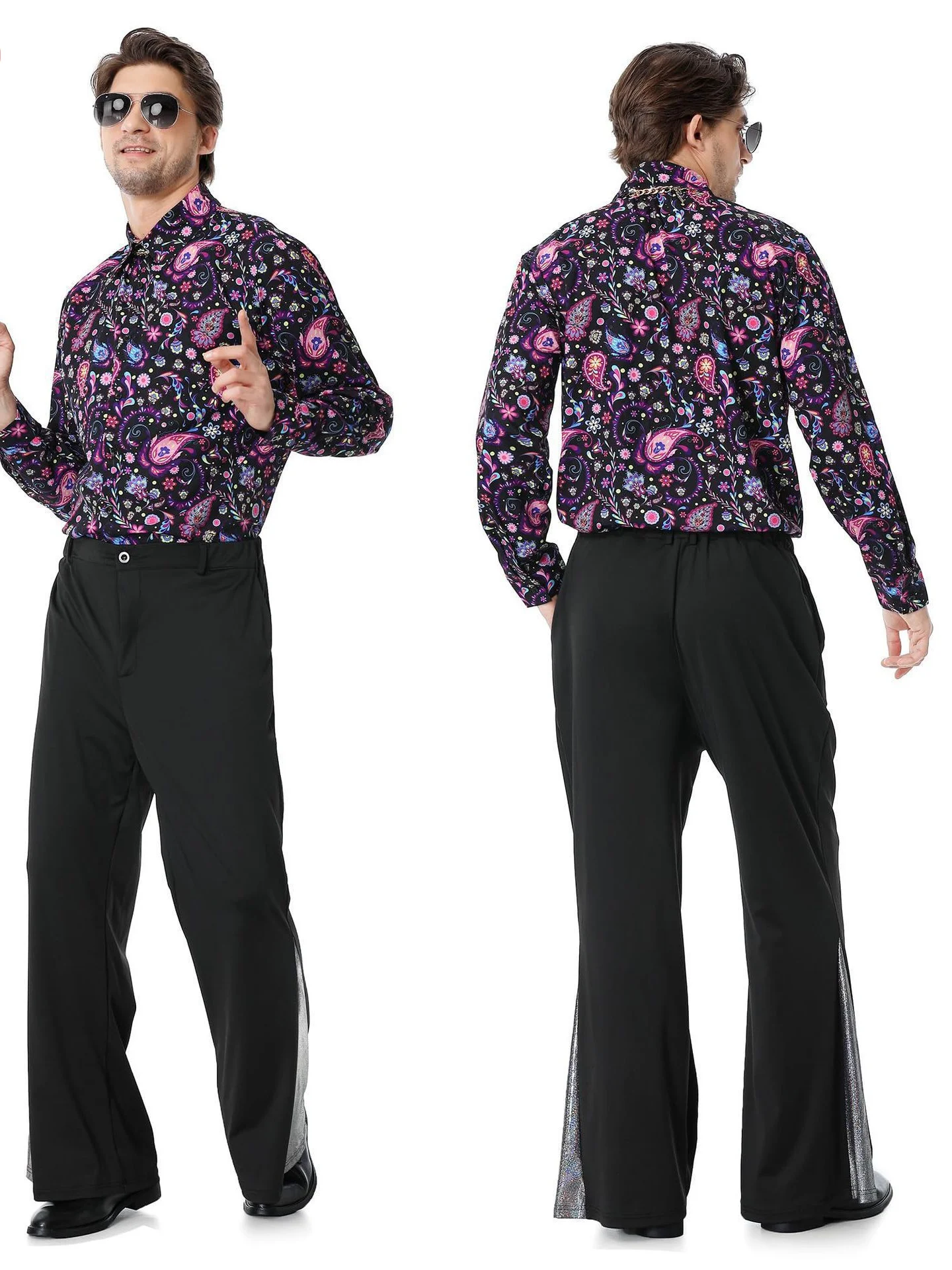 

Ретро Хэллоуин, дискотека, одежда для выступлений, мужская танцевальная спортивная одежда, одежда из полиэфирного волокна для ночного клуба, винтажные костюмы