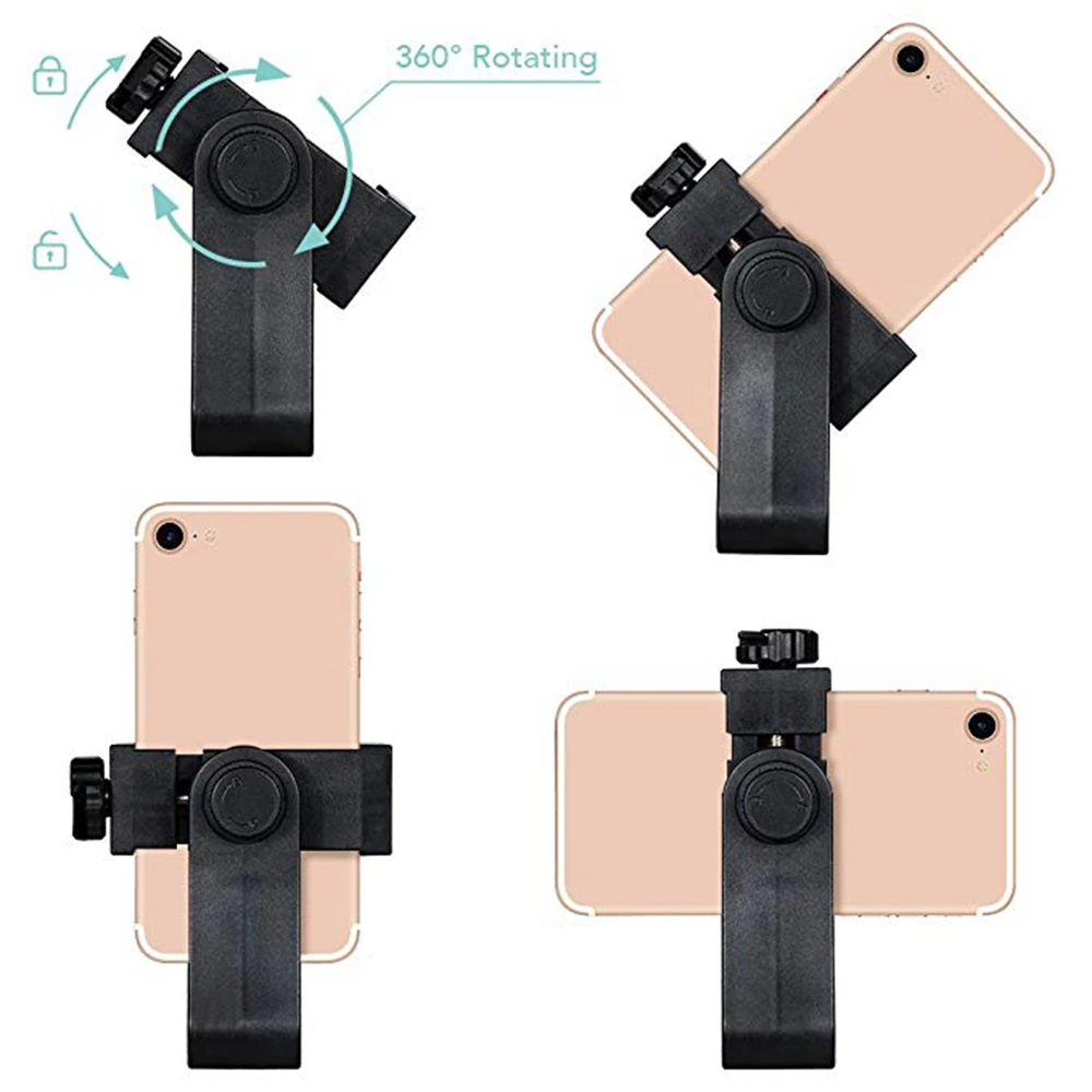 Tripod Mount Universal 360 Degree Mobile Phone Clip Compatible With All 1/4 Screw Phone Holder Desk Tripod Adapter For IPhone 15