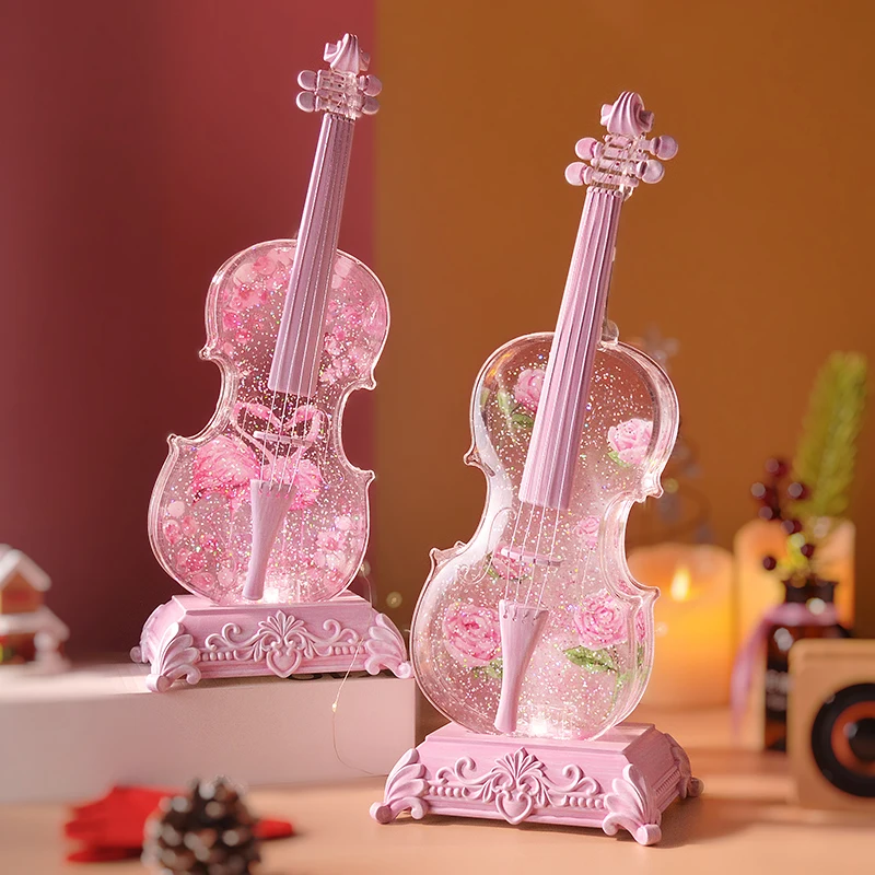 

Cello Crystal Christmas Supplies Ball Music Box Luminous Snow Ornament Girl Child Funky Girlfriend Birthday Gift Home Products