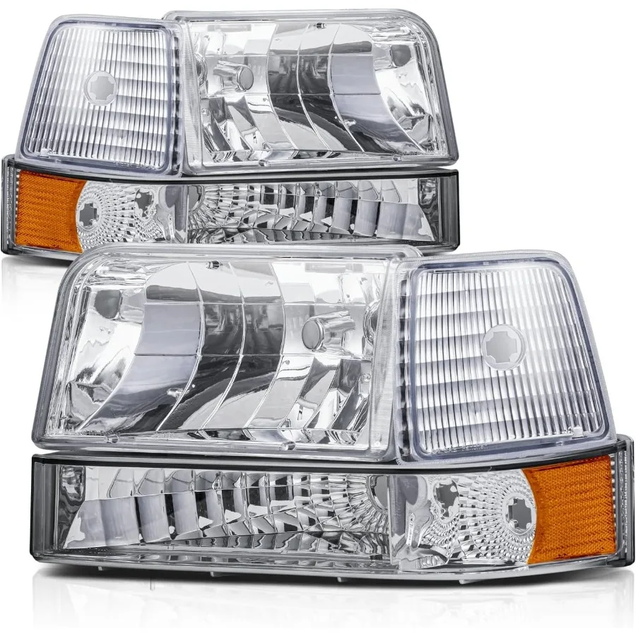 

Headlights Assembly with Bumper Corner Lamps Compatible with 19921996 Bronco F150 F250 F350 for Driver and Passenger Side Chro