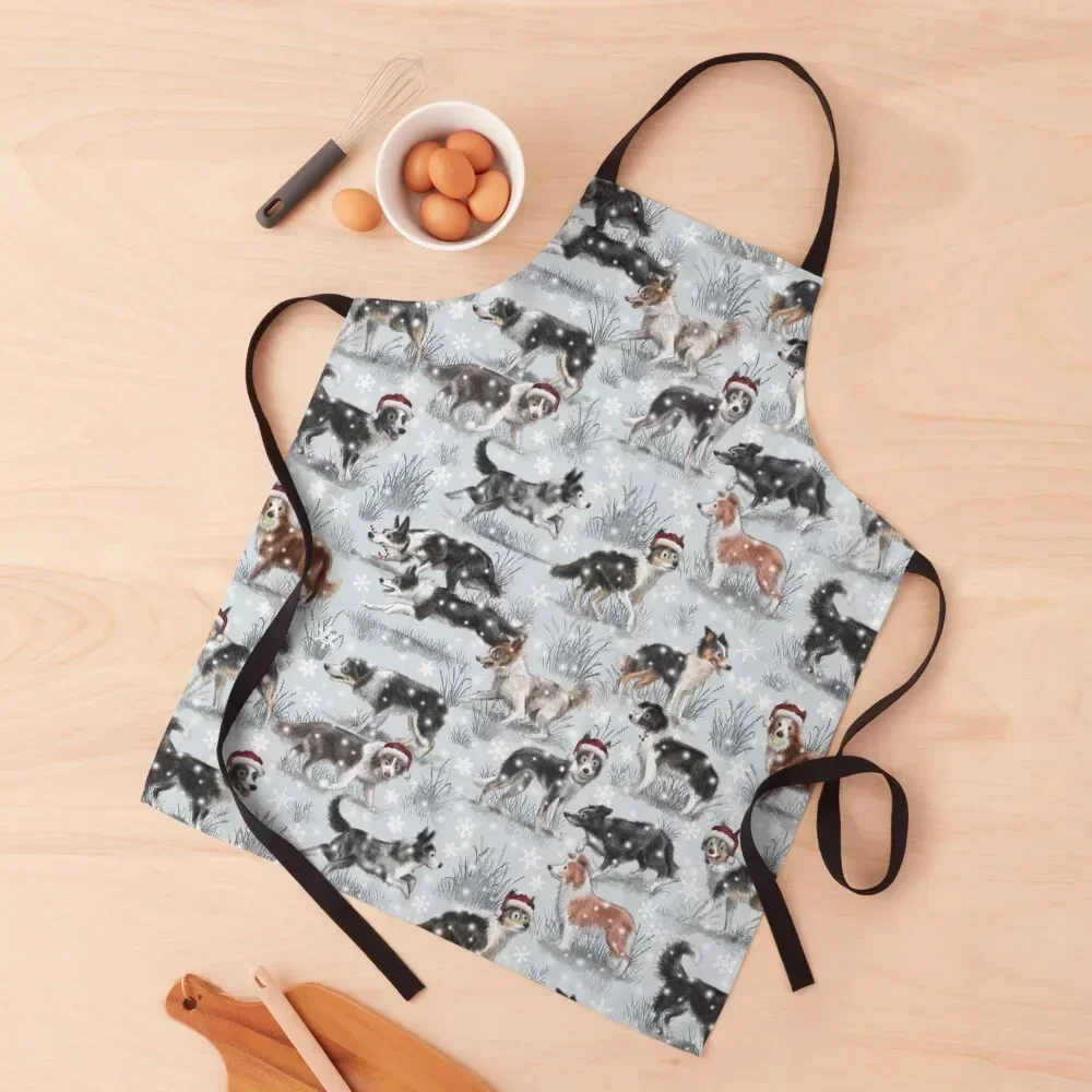 The Christmas Border Collie Apron Cooking Clothes Men's Kitchen Apron