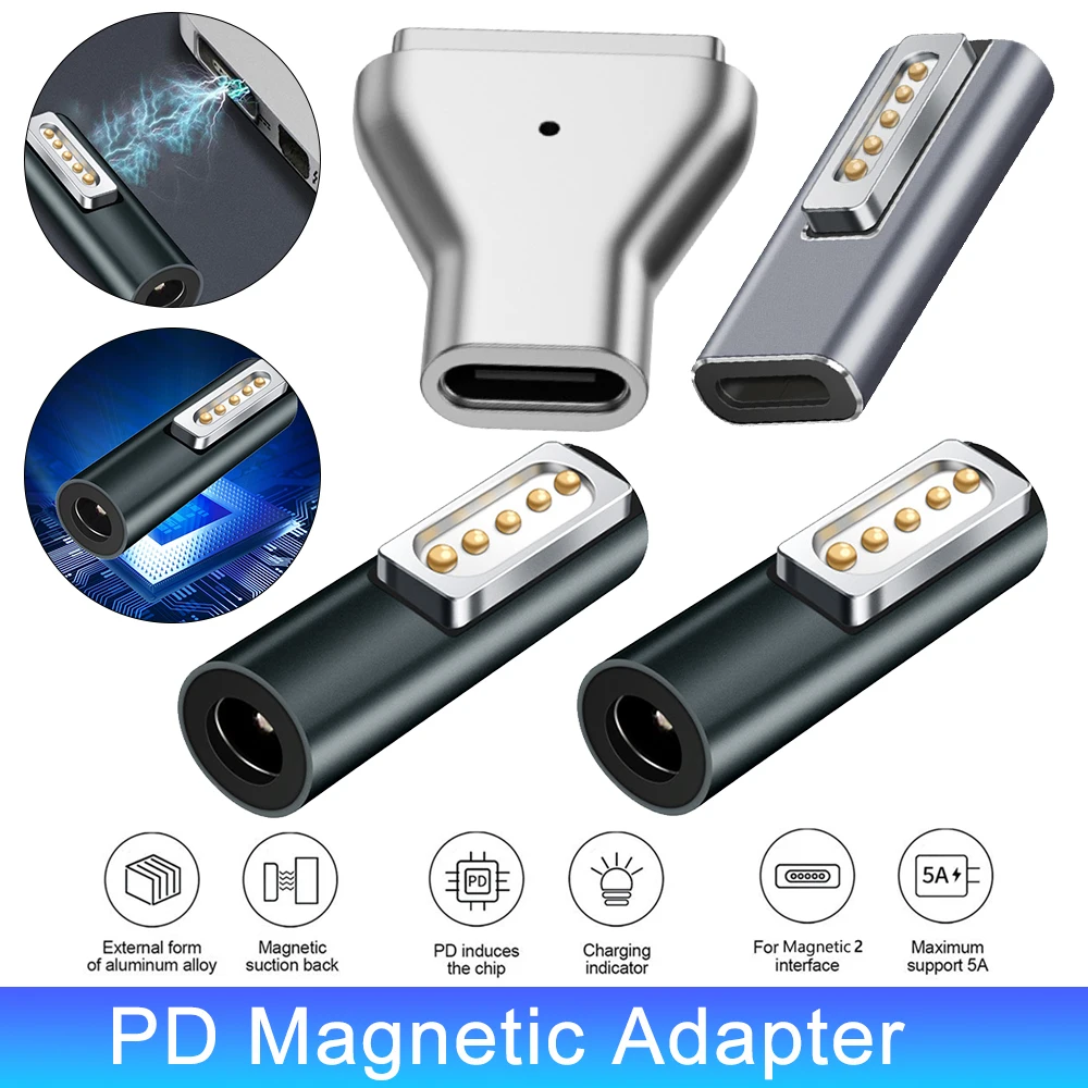 PD Charger Adapter Type C Magnetic  Charging Adapter USB PD Adapter Laptop Charger Adapter  For Magsafe1 2 3 MacBook Air Pro Led