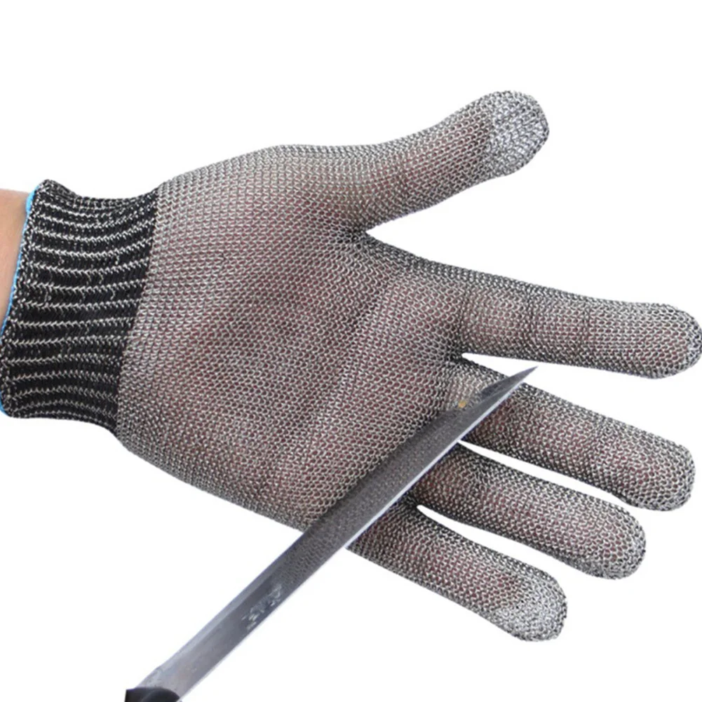 Guantes de trabajo resistentes al corte de alambre de acero inoxidable, seguridad antideslizante, tallado duradero para rebanar y picar, protector de carnicero, 1 unidad