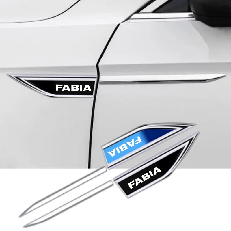 

2PCS Metal Badge Fender Side Blade Emblem Sticker Auto Side Body Fender Decal Decorate Accessories For SKODA FABIA