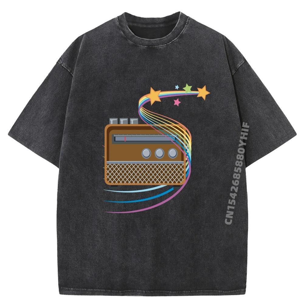 

Music Radio Day Of Vintage Washed Shirts Graphic Tee High Quality Men's T-Shirt Geek Printed Clothes Gift Idea
