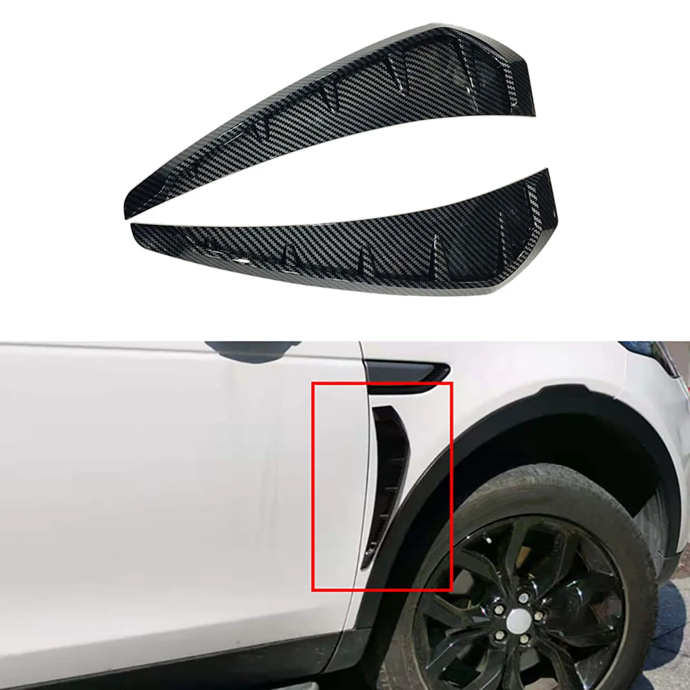 

2pcs Car Side Door Fender Vent Air Wing Cover Trims Universal Carbon Fiber Black look Car decoration Accessories
