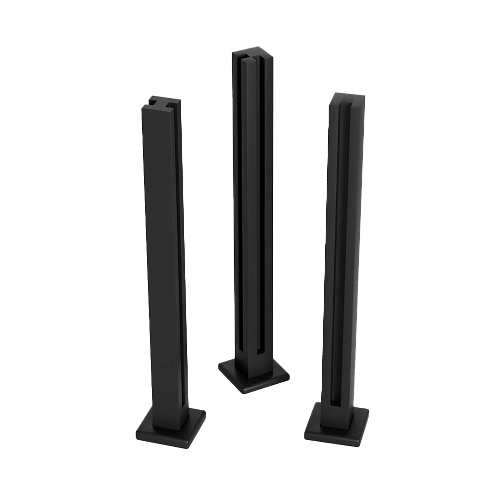 Black 304 stainless steel/aluminum alloy glass railing post, 650-1100mm height, suitable for balconies, terraces, decks, stairs,