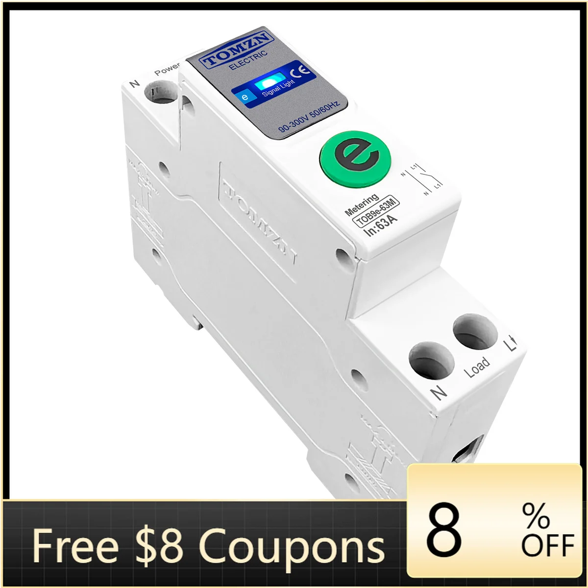 TOMZN TOB9e-63M 2P WiFi Intelligent Energy Meter MCB 110/220V Ewelink Remote Control Timer Relay Smart Power Protector