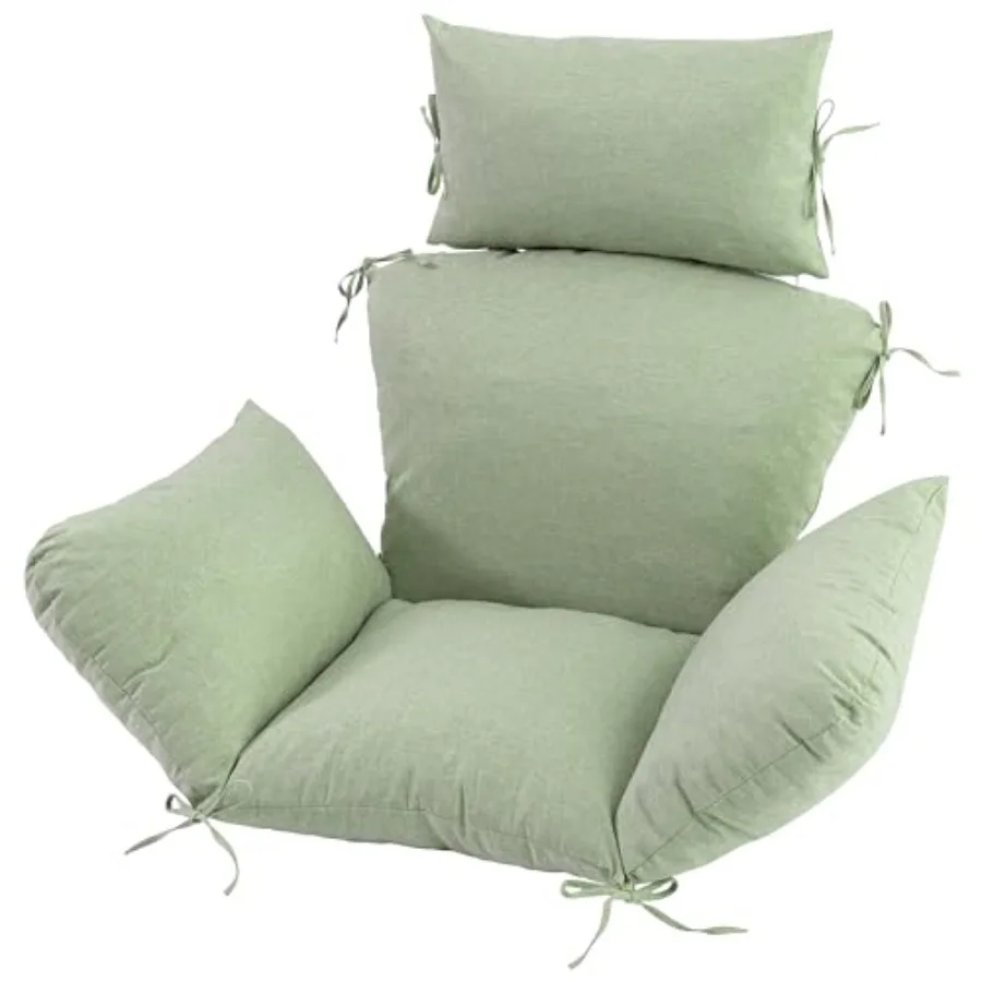 

Outdoor hanging swing egg chair cushion with 8 straps, water-repellent fade-resistant faux linen, beige, removable cover for se