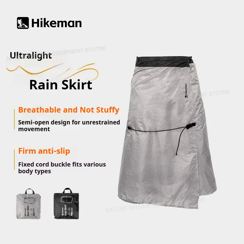 

Hikeman Rain Skirt for Hiking Cycling 210T Rain Pants 136g Ultralight Waterproof Rain Poncho Split Raincoat Gear