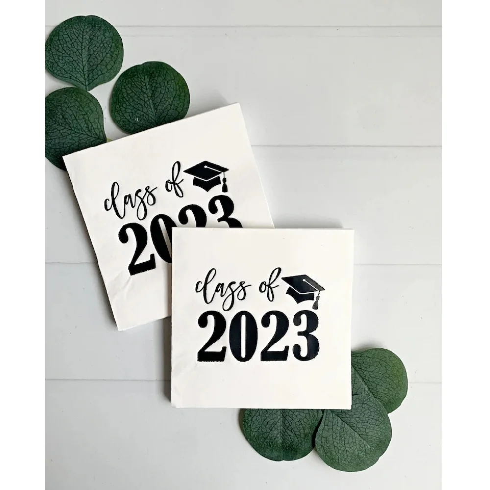 

Class of 2023 Graduation Cocktail Napkins, Personalized Party Napkins, Anniversary,Hangover Beverage Paper Napkins, 50Pcs