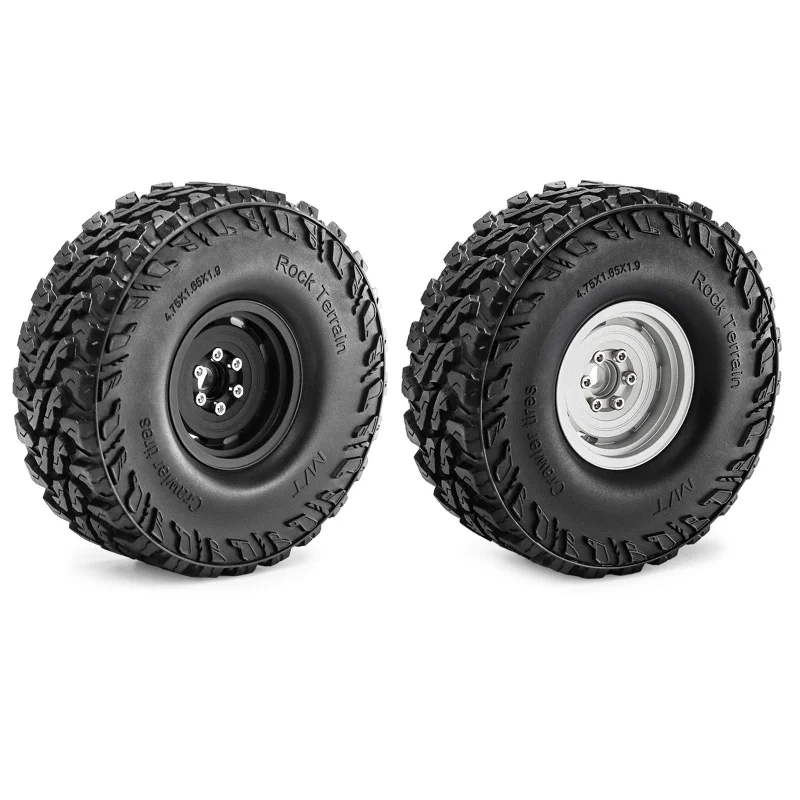 

4pcs 120mm 1.9" Metal Beadlock Wheel Rim Rubber Tire Set for 1/10 RC Crawler Car Trxs TRX4 RC4WD D90 D110 Axial SCX10 MST