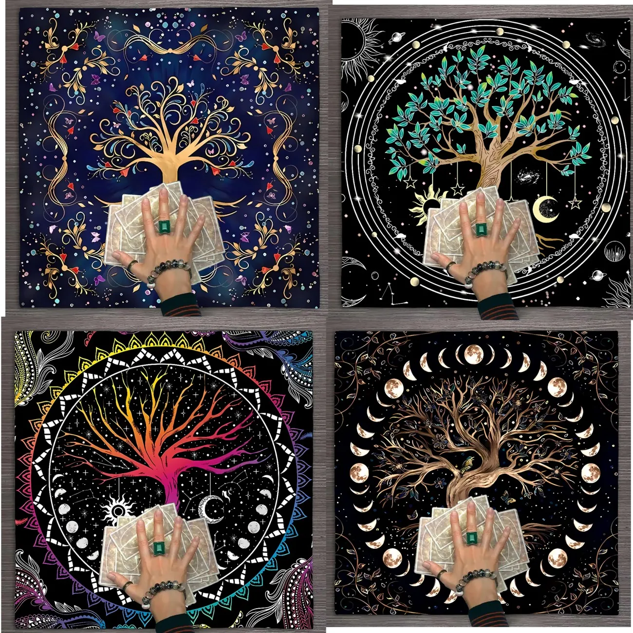 1pc 50x50cm Tree Of Life Altar Tarot Tablecloth,Astrology, Magic Divination, Home Decor, Party Supplies, Party Decor, Room Decor