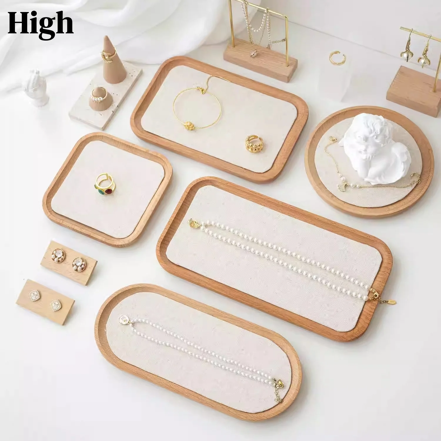 

Premium Solid Wood Jewelry Tray Organizer - Luxury Display Dish for Rings, Necklaces, Collectible Bracelets
