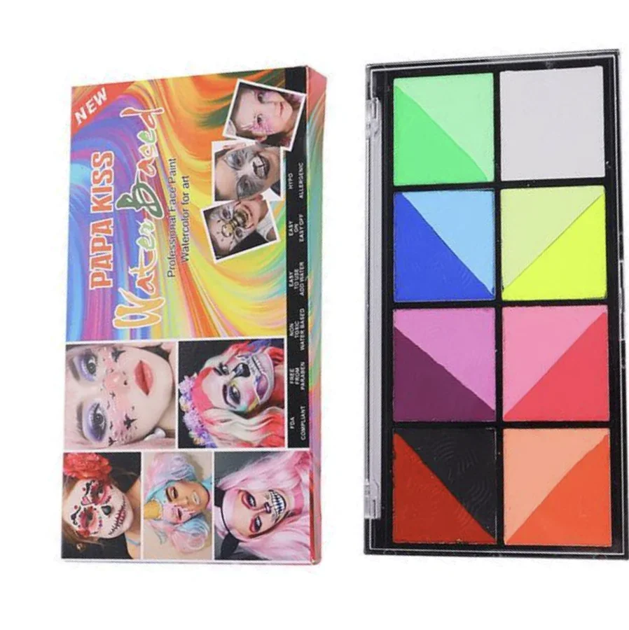 Pigment do body paintingu na bazie wody do twarzy DIY Podwójne Kolory Aktywowany Wodą Eyeliner UV Świecący Farba do Ciała i Twarzy Makijaż Oczu